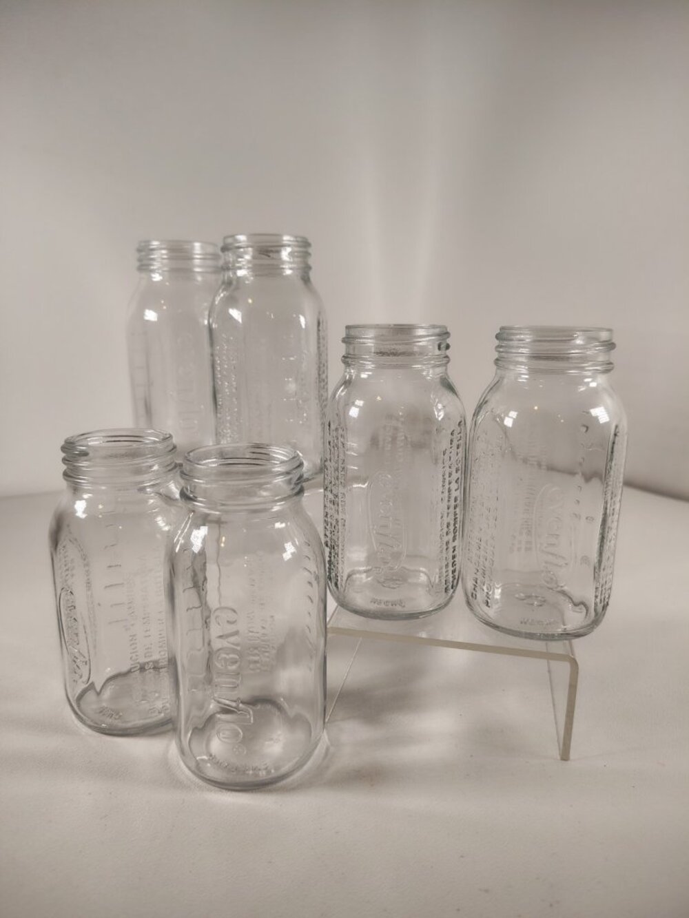 Vintage Evenflo Glass Baby Bottles 4 Oz Set of  6 Made in Mexico